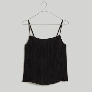 Madewell Black Plissé Crop Cami Tank Size Small NWOT